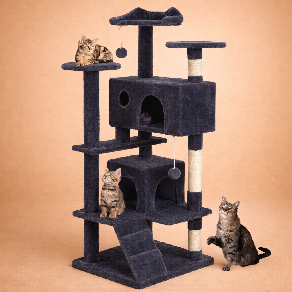 135cm Cat Tree Tower with Condos & Scratching Posts