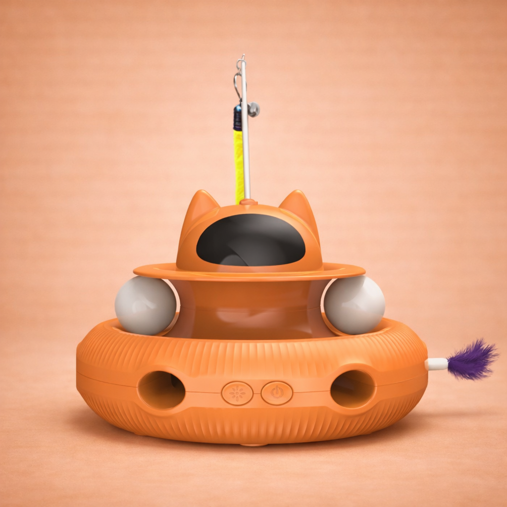 Smart Interactive Laser Cat Toy with Rotating Feather Track