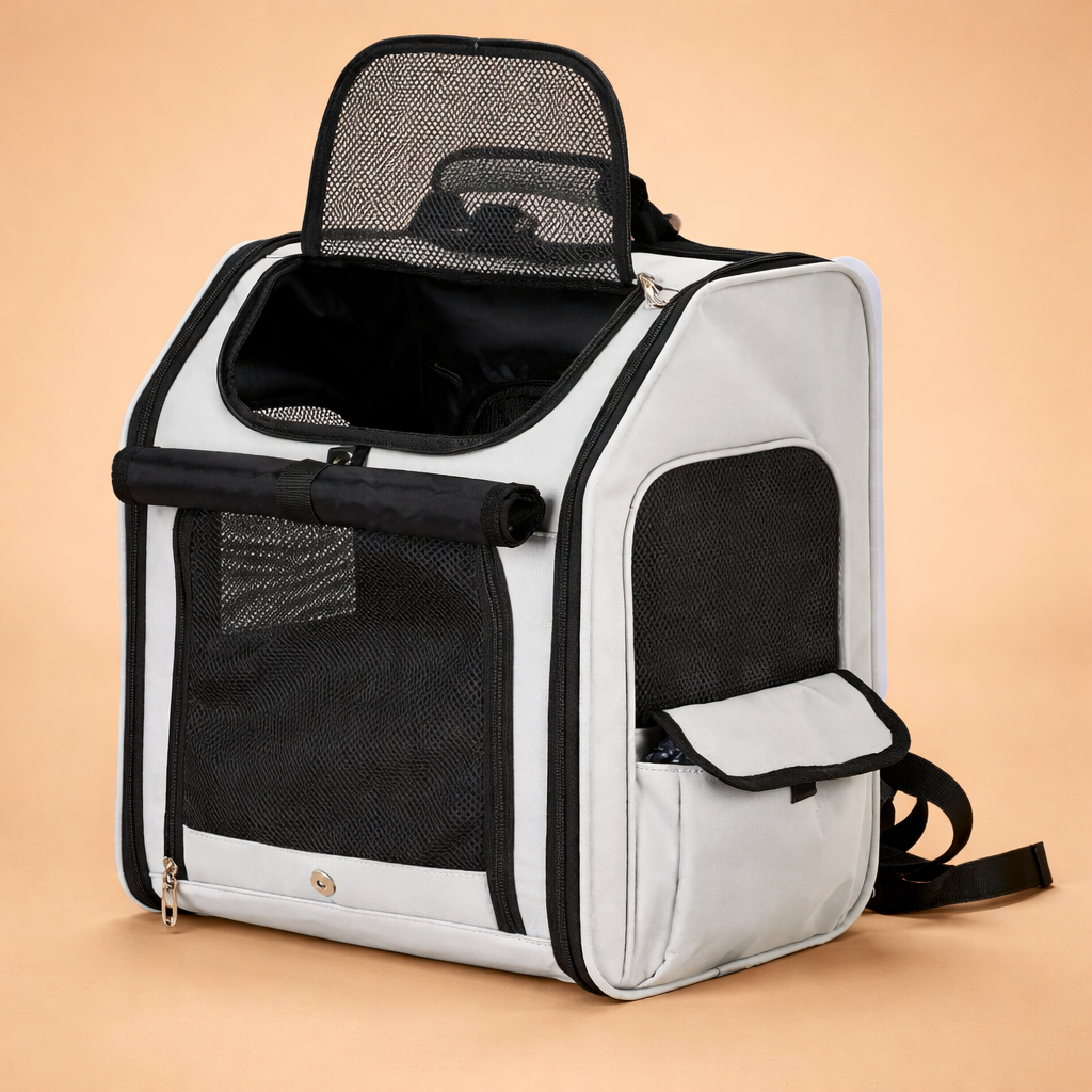 Expandable Pet Carrier Backpack with Back Extension & Storage Pocket