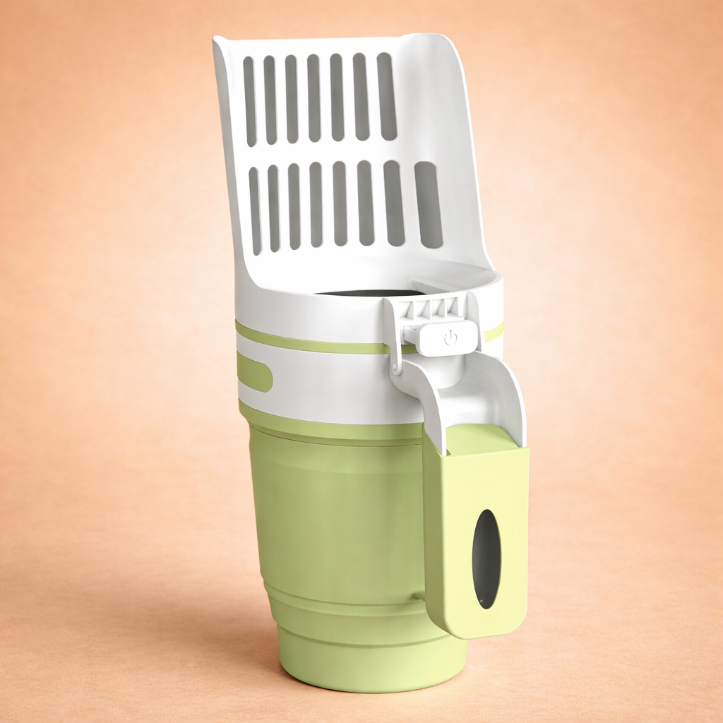 All-in-One Cat Litter Scoop with Built-In Waste Bin