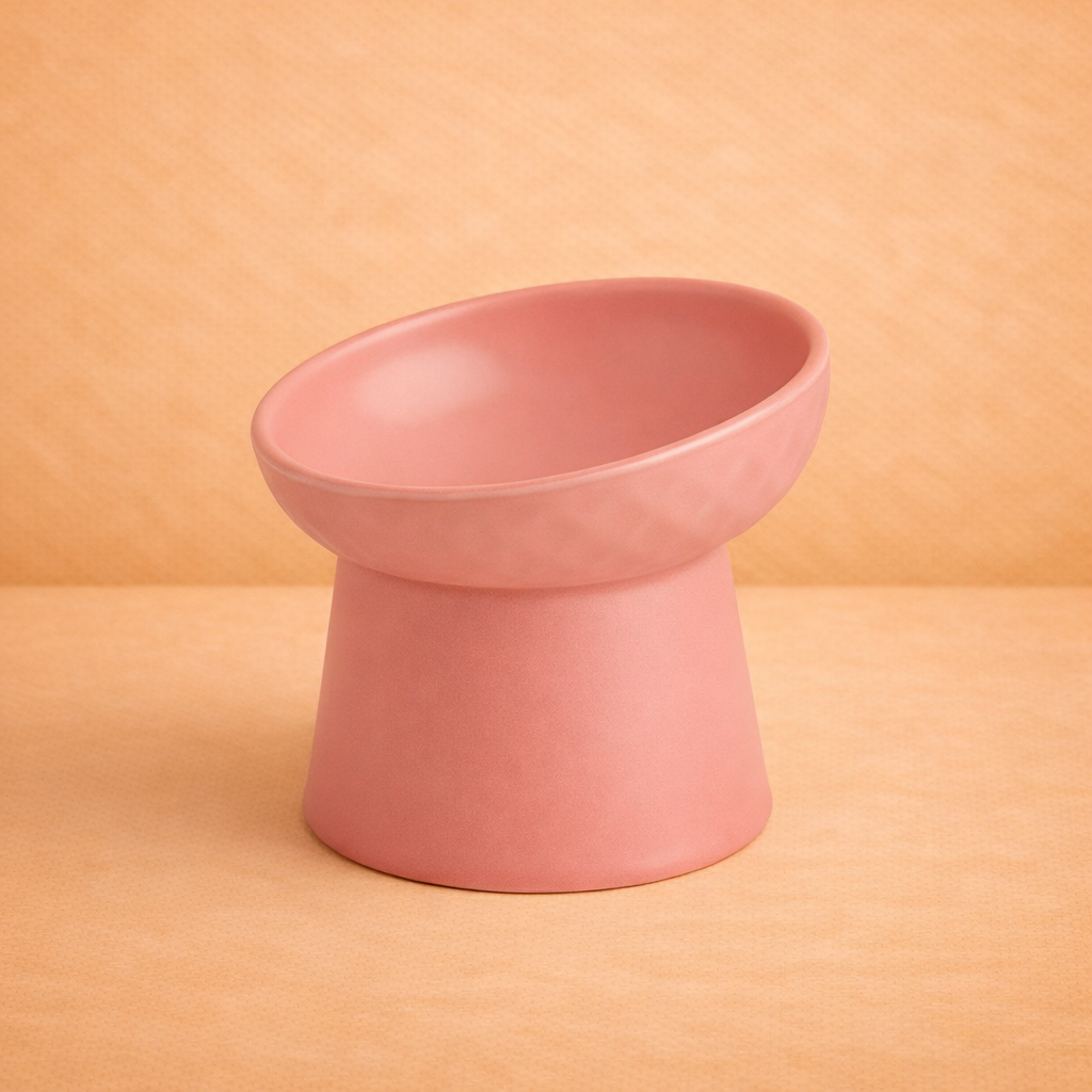 Elevated Ceramic Pet Bowl with Tilted Design