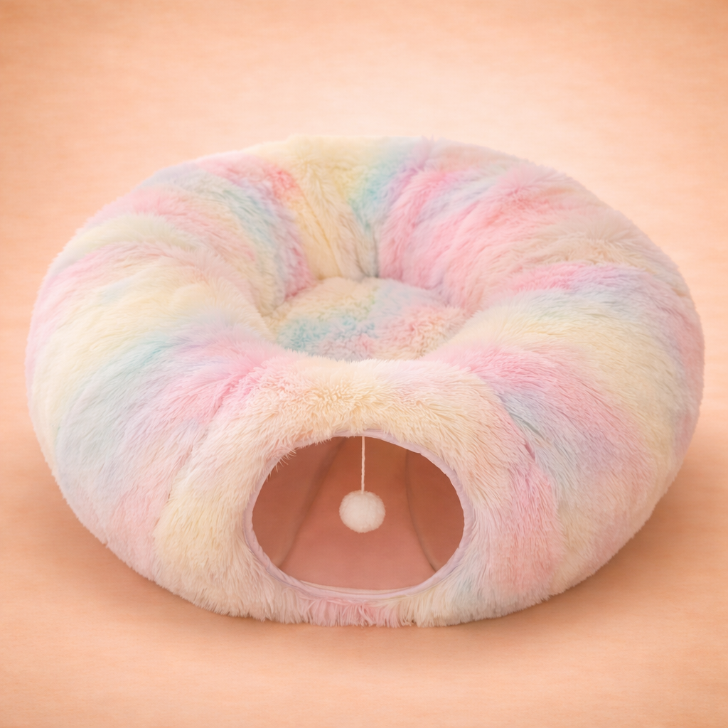 3-in-1 Plush Cat Tunnel Bed