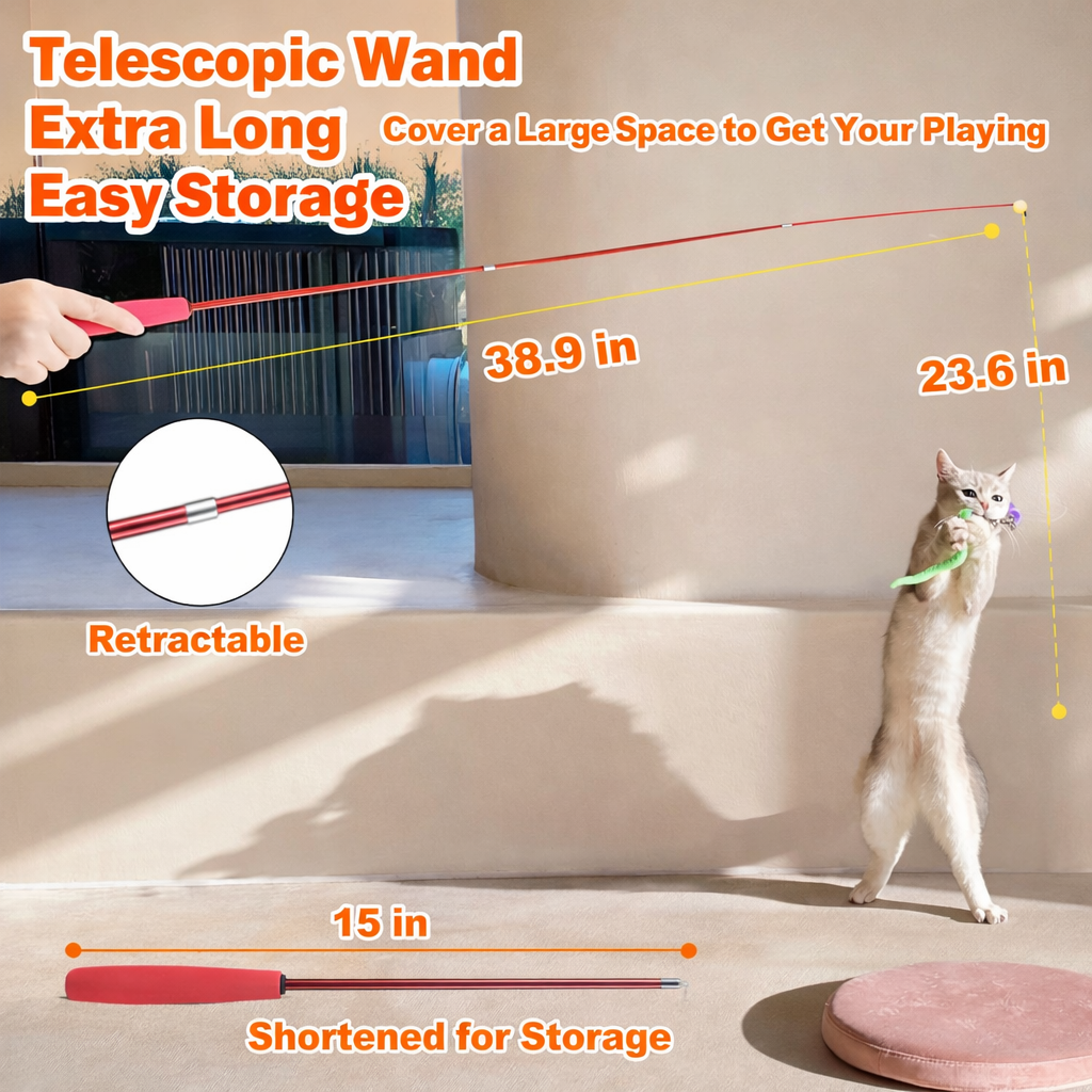 11-Piece Retractable Cat Wand Toy Set