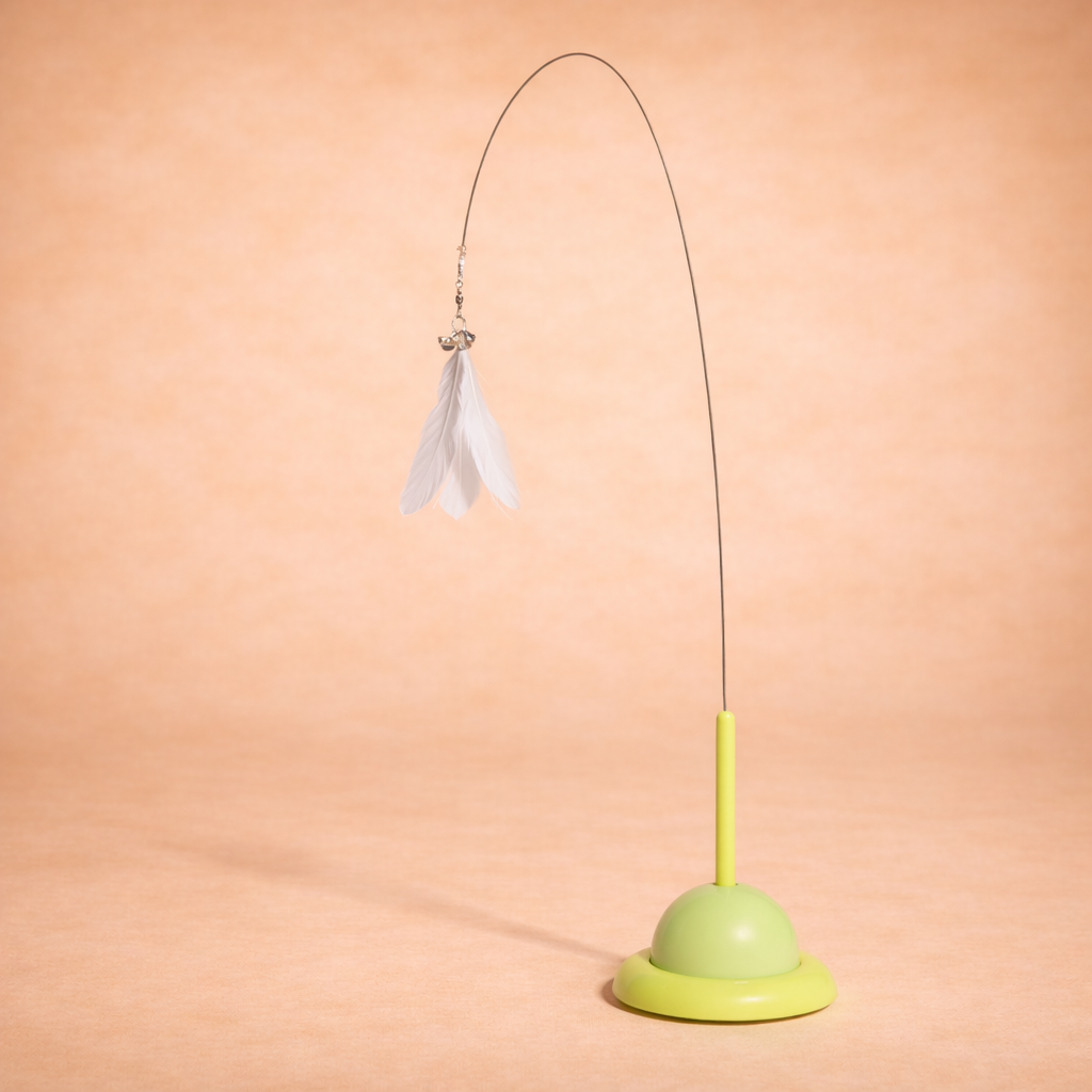 Interactive Feather Cat Wand Toy with Suction Base