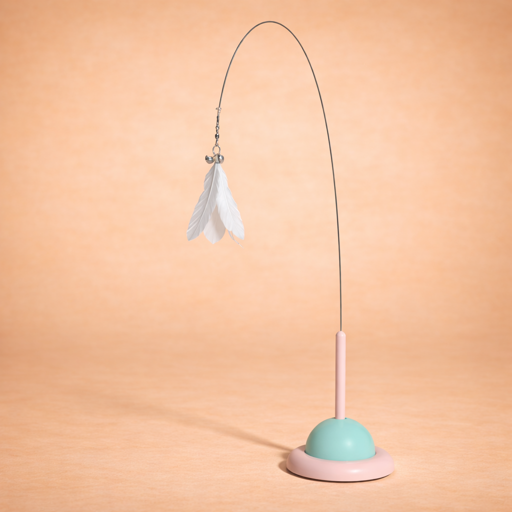 Interactive Feather Cat Wand Toy with Suction Base