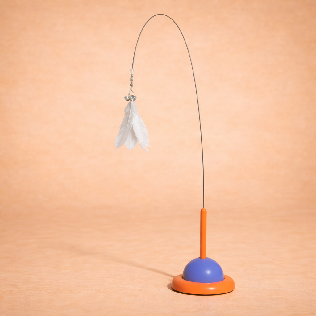 Interactive Feather Cat Wand Toy with Suction Base