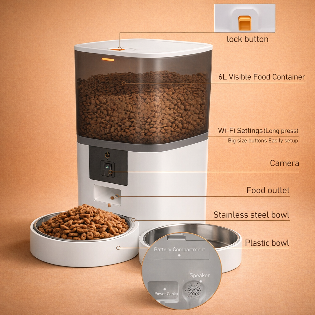 Smart WiFi Pet Feeder with Camera