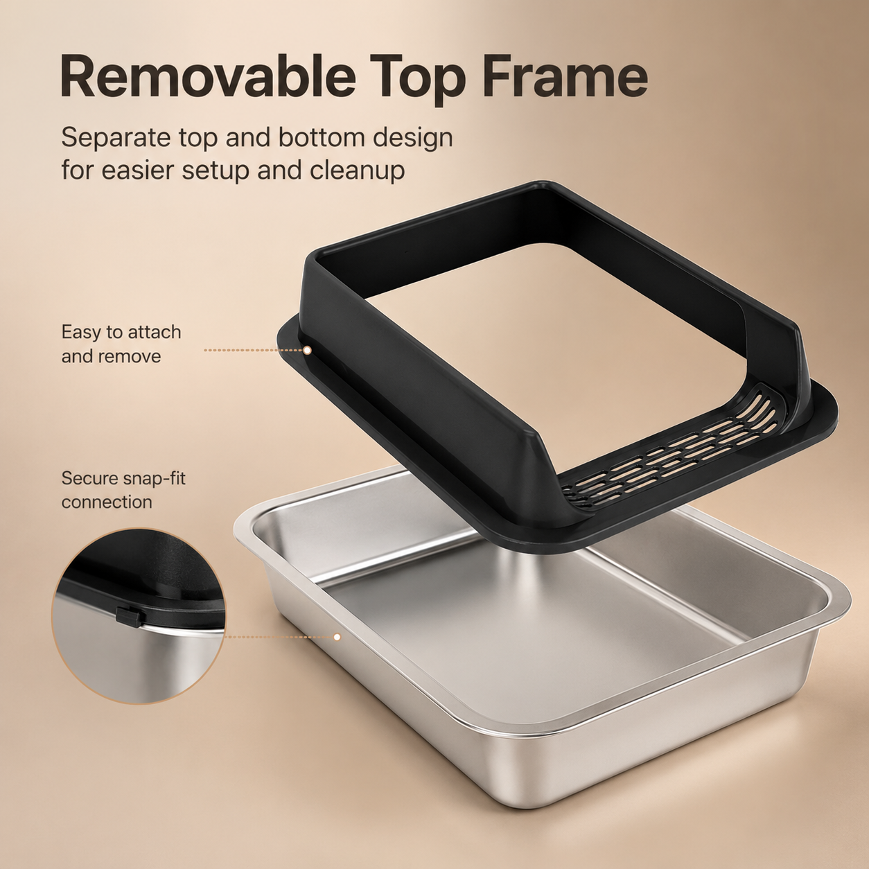 High-Sided Stainless Steel Cat Litter Box