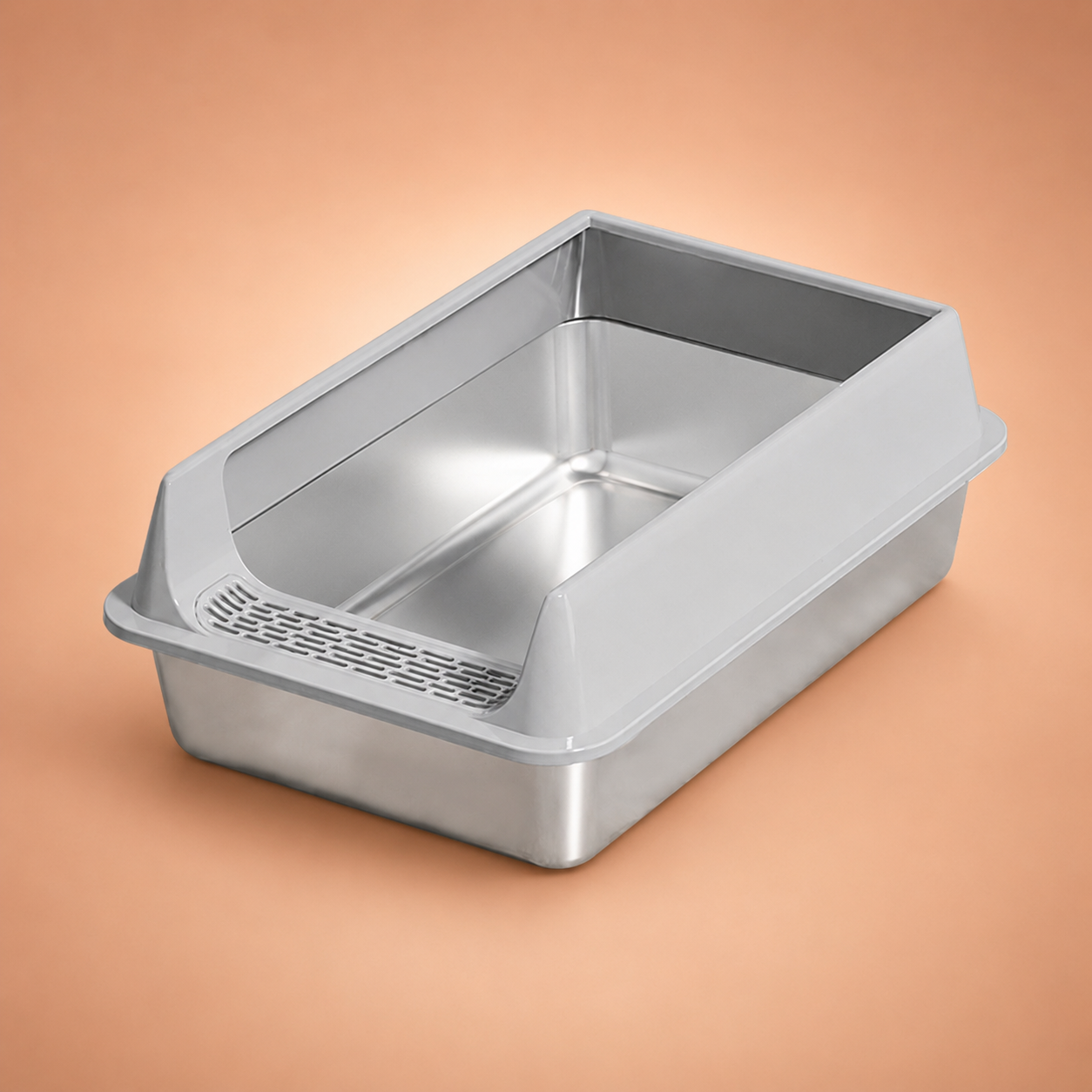 High-Sided Stainless Steel Cat Litter Box