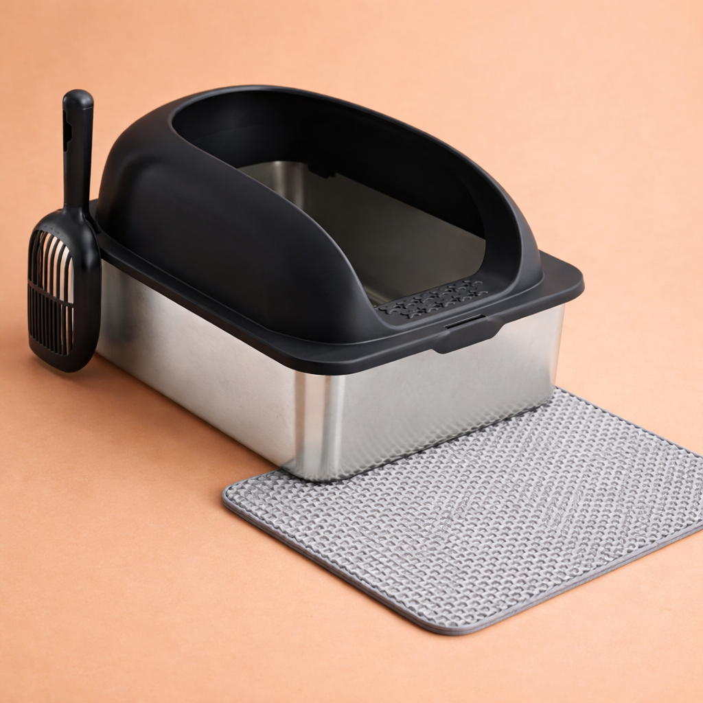 Extra-Large Stainless Steel Litter Box with Lid