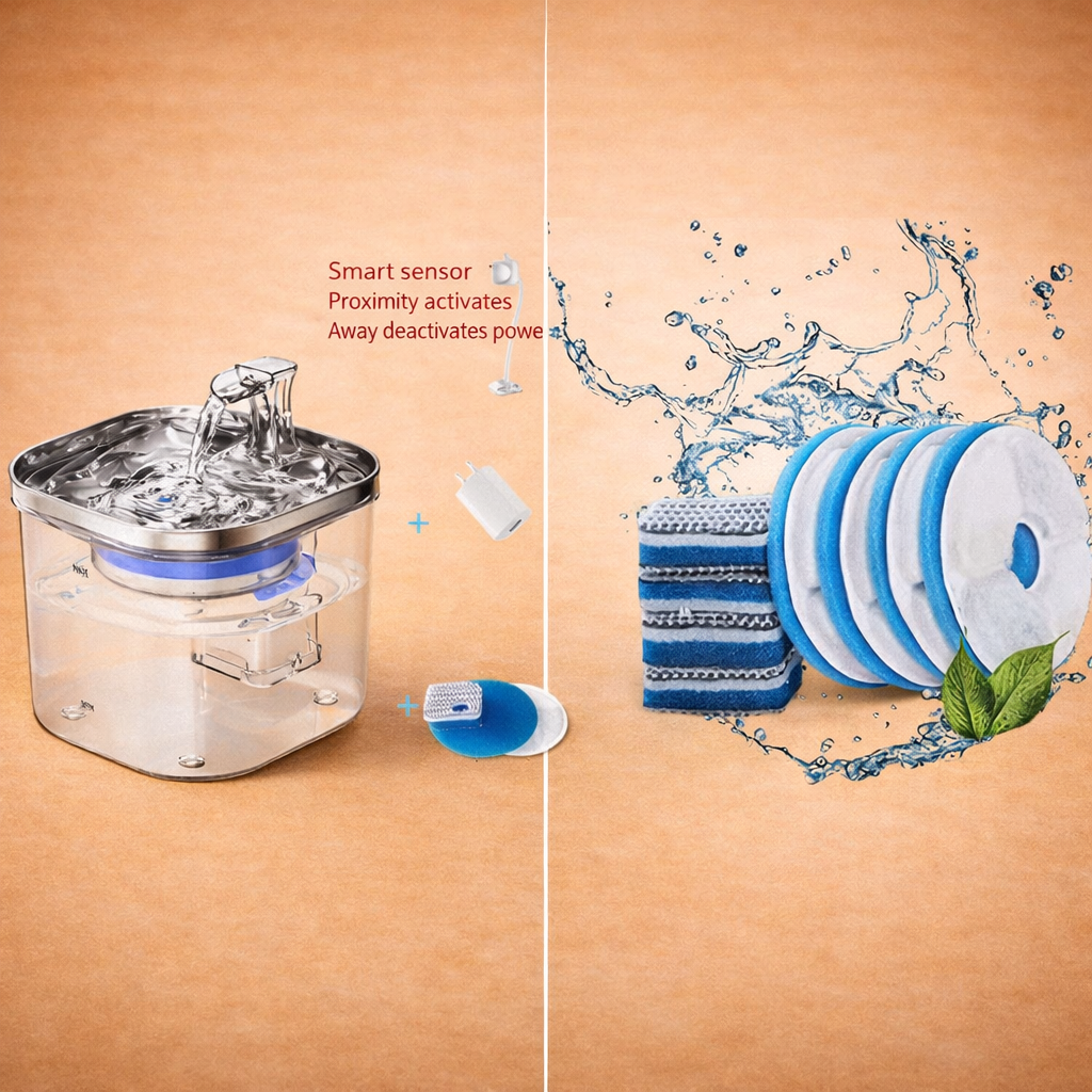 Stainless Steel Pet Water Fountain with Smart Circulation