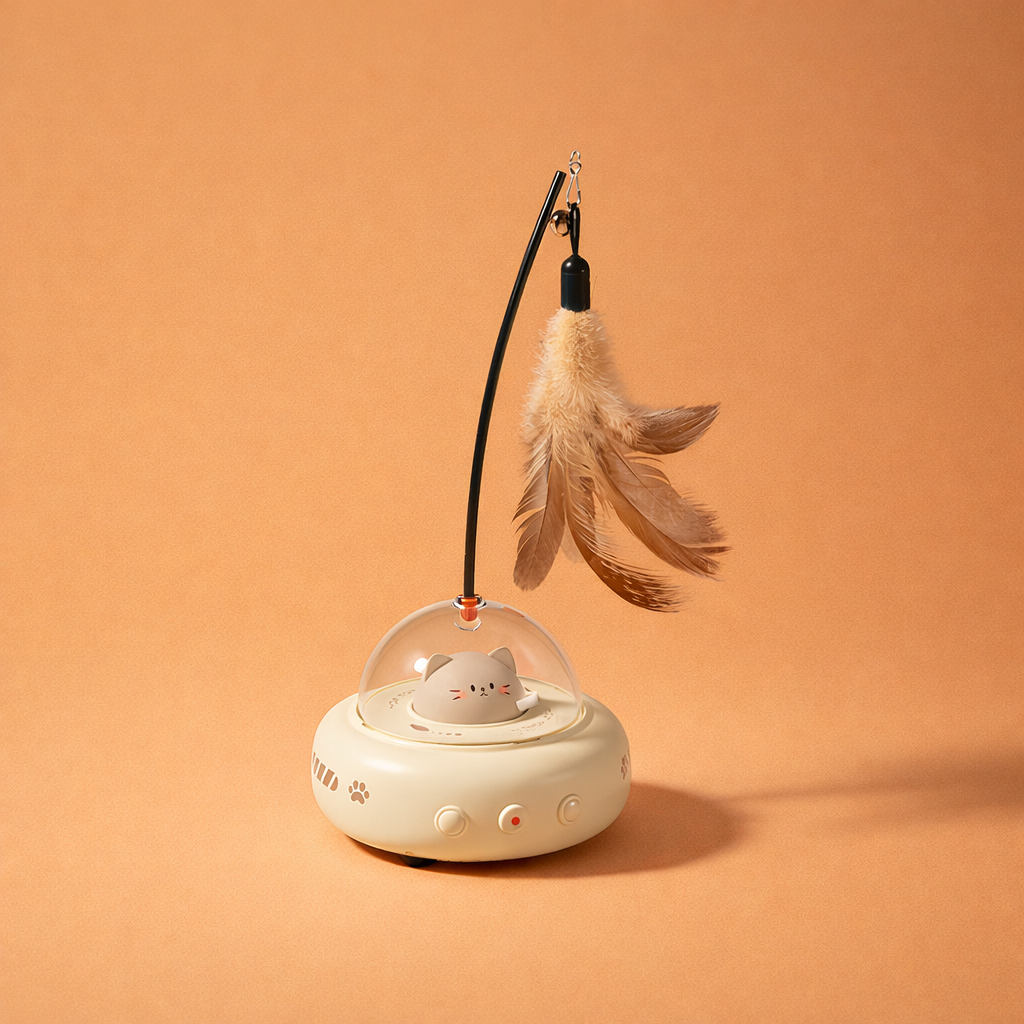 Smart UFO Cat Toy with Feather Teaser