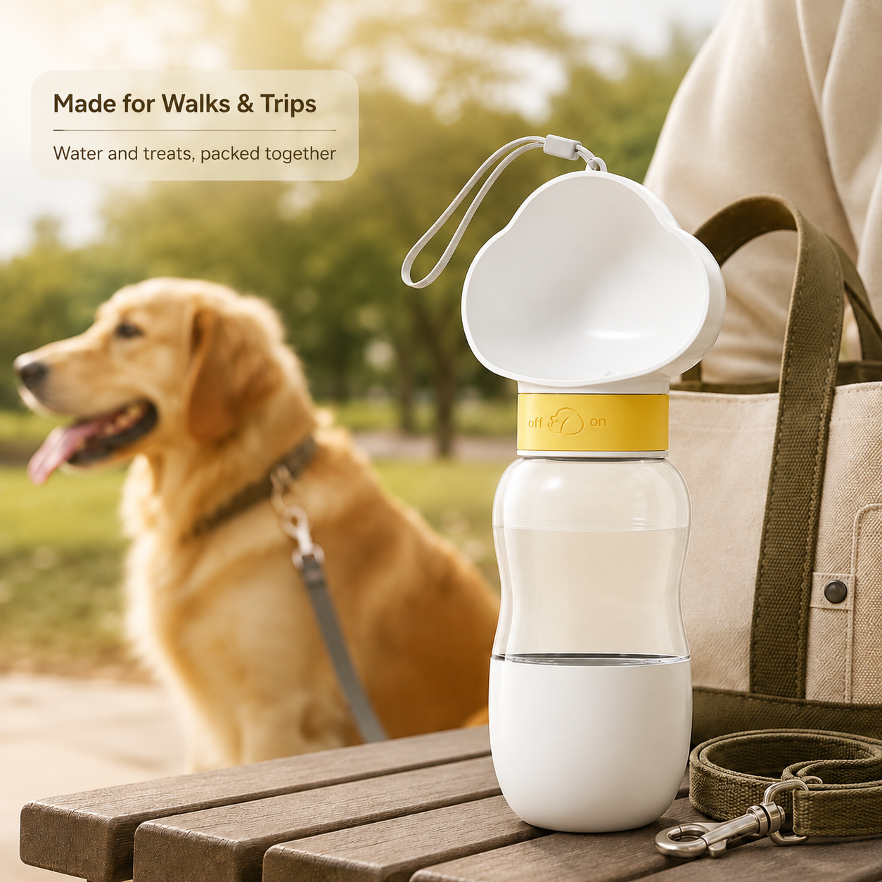 Portable Pet Water Bottle with Food Cup