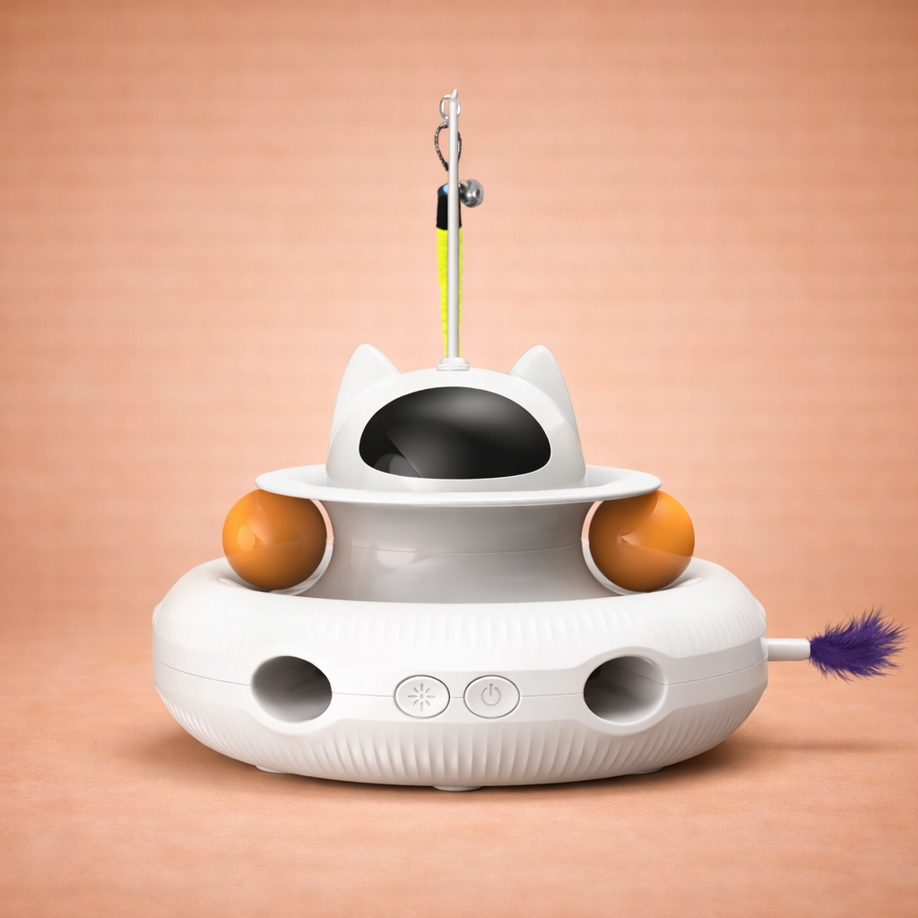 Smart Interactive Laser Cat Toy with Rotating Feather Track
