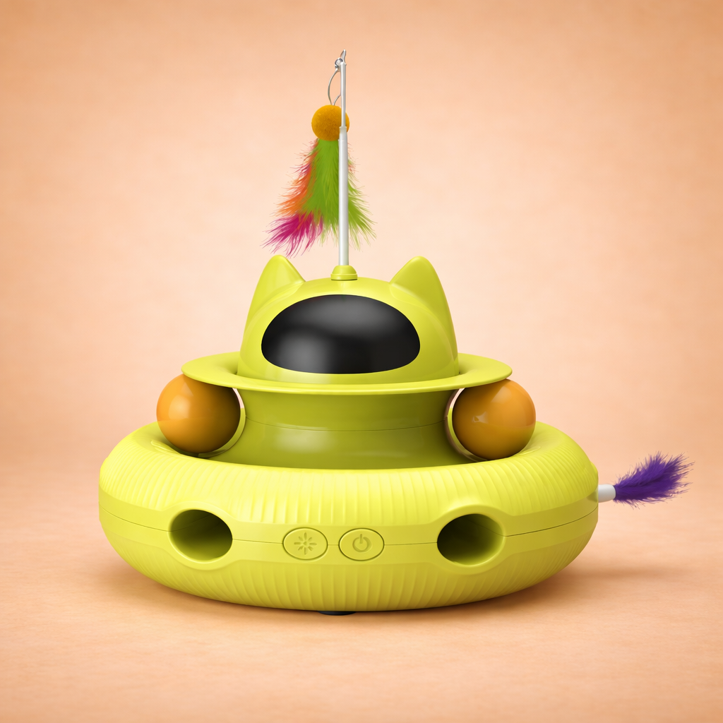 Smart Interactive Laser Cat Toy with Rotating Feather Track