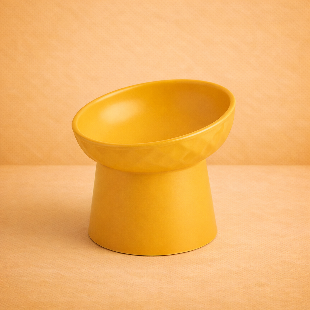 Elevated Ceramic Pet Bowl with Tilted Design