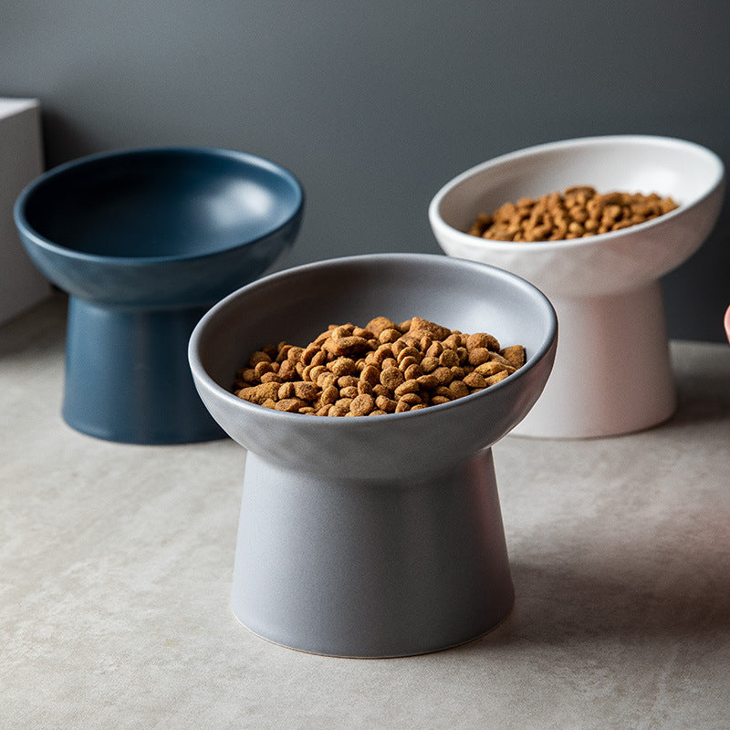 Elevated Ceramic Pet Bowl with Tilted Design