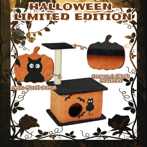 Halloween Cat Tree with Condo, Perch & Sisal Scratching Post