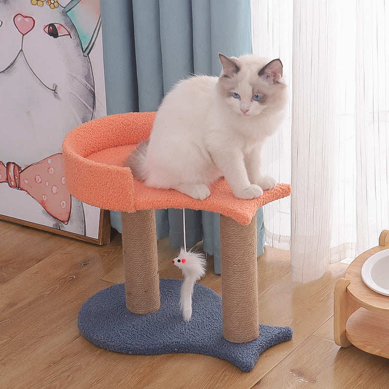 Plush Cat Perch Tree With Sisal Scratching Posts & Hanging Toy