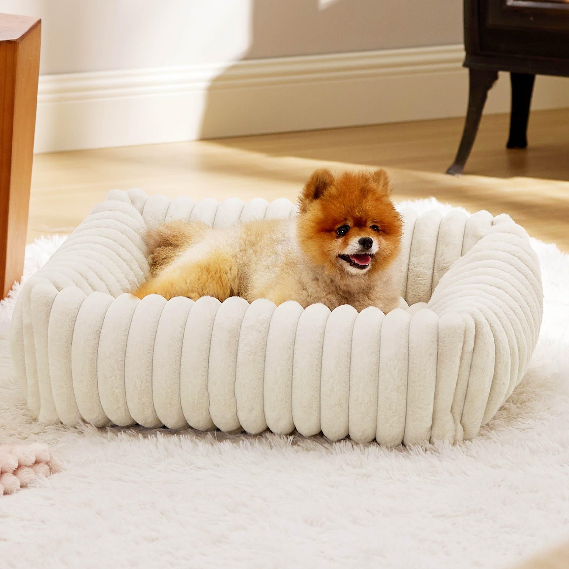 Warm Plush Pet Bed with Bolstered Sides
