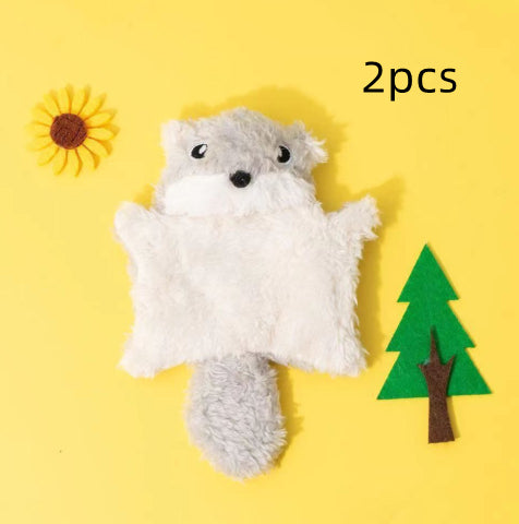 Squeaky Plush Squirrel Cat Toy