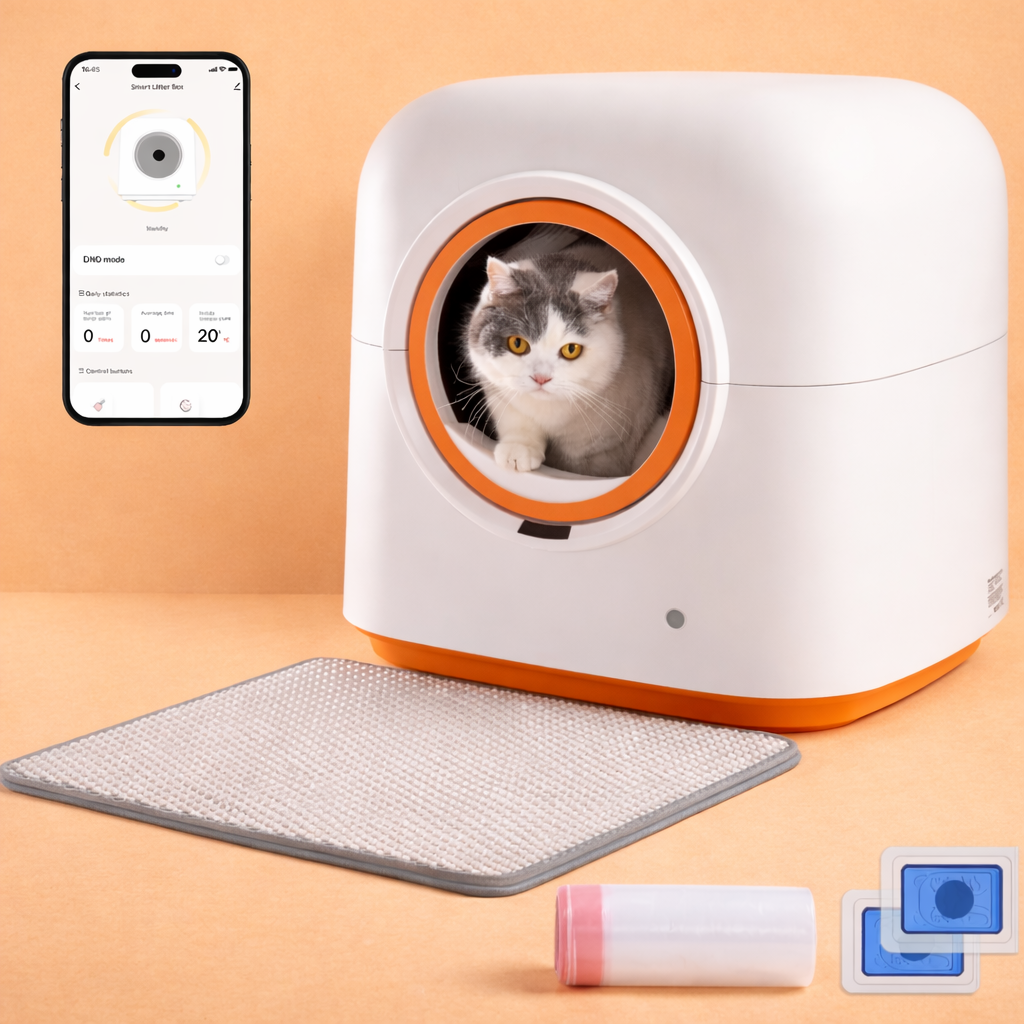 60L Self-Cleaning Cat Litter Box with App Control