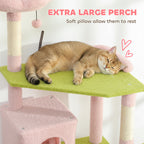 74-Inch Pink Flower Cat Tree with Hammock