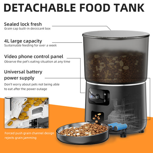 4L Programmable Pet Feeder with Stainless Bowl