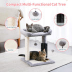 4-in-1 Cat Tree Tower with Grooming Brush & Scratch Pad