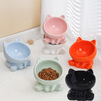 Cat-Shaped Raised Ceramic Bowl