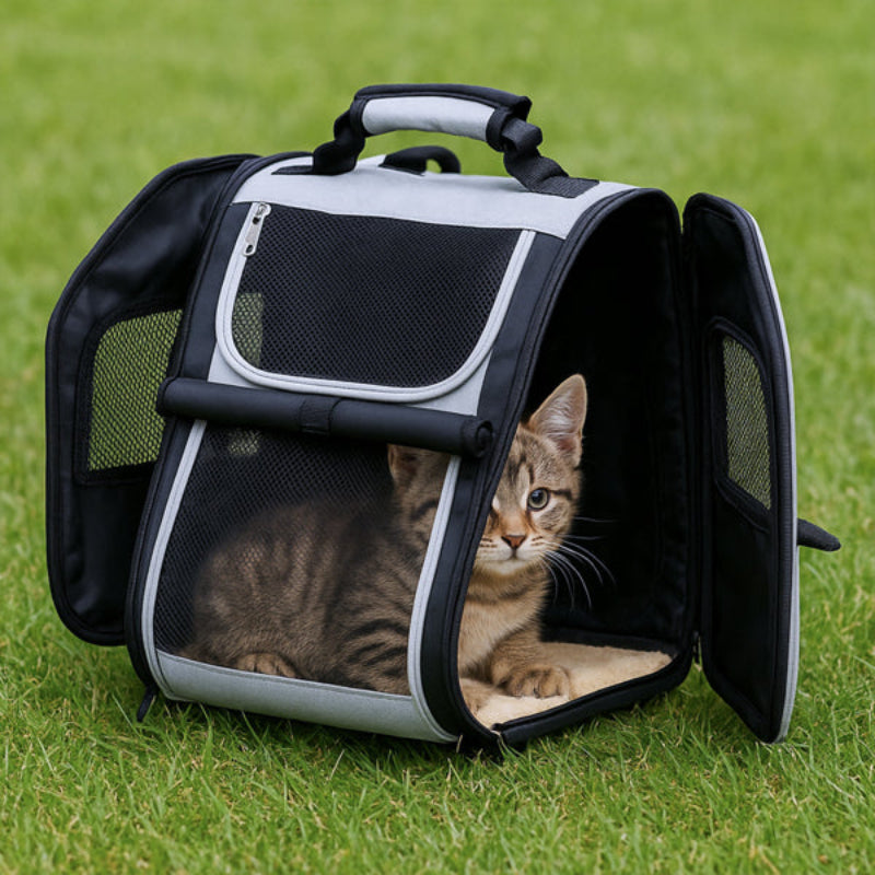 Expandable Pet Carrier Backpack with Back Extension & Storage Pocket