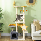 63" Moon & Star Cat Tree with Condo, Hammock & Bed