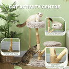 35" Modern Cat Tree with Jute Scratching Post & Plush Perch