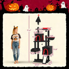 78" Gothic Cat Tree with Condos, Coffin Bed & Scratching Posts