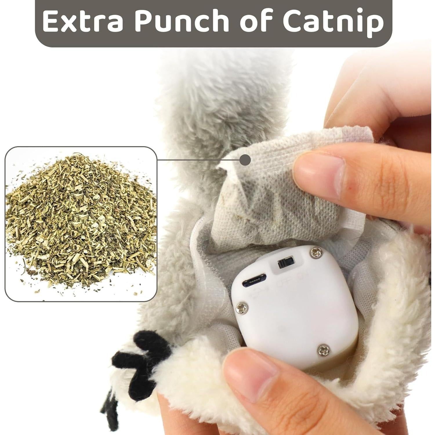 Flapping Squirrel Cat Toy with Catnip & Touch Activation