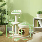 31" Cream White Cat Tree with Condo, Beds & Scratching Posts