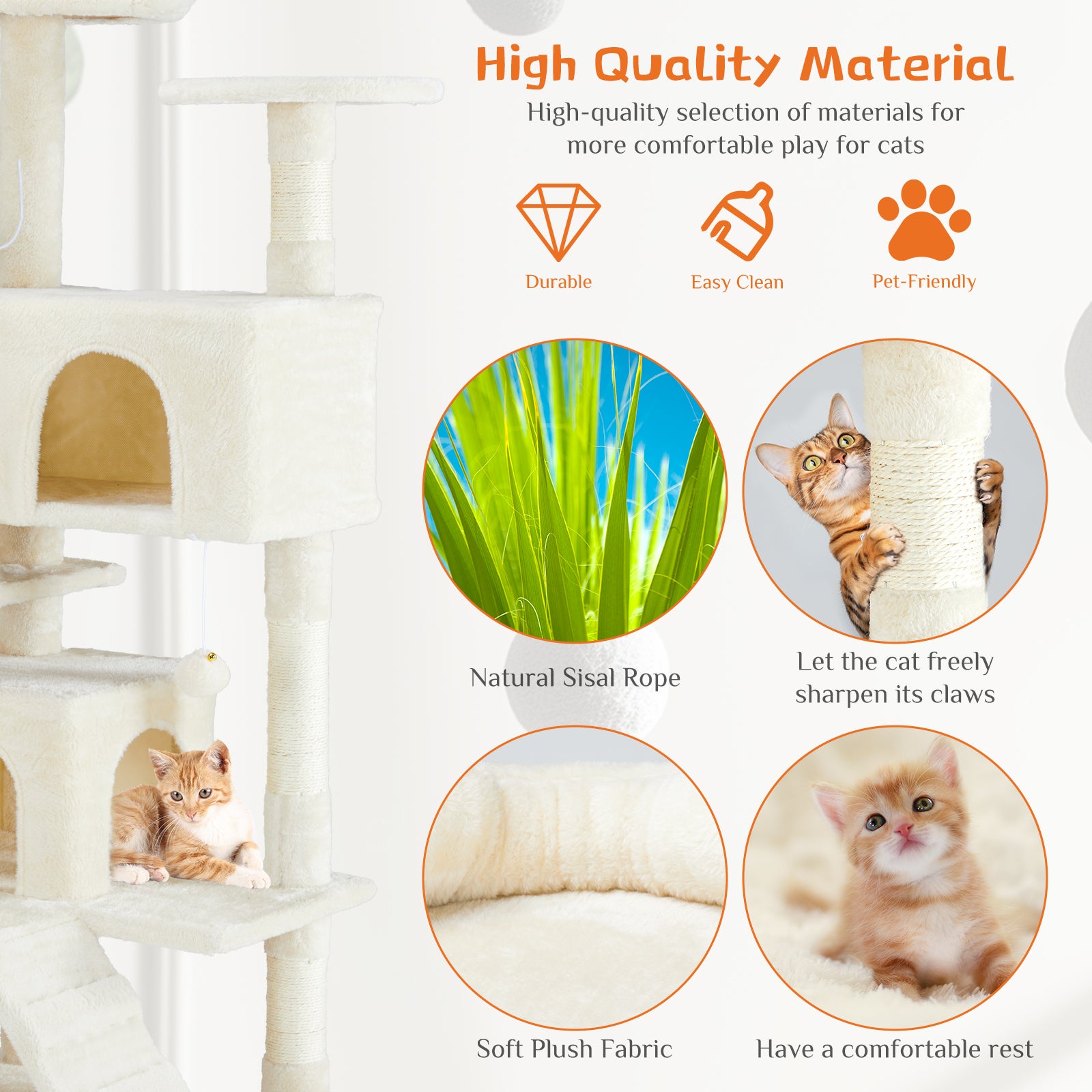 135cm Cat Tree Tower with Condos & Scratching Posts