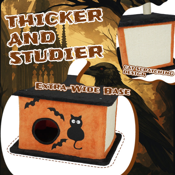 Halloween Cat Tree with Condo, Perch & Sisal Scratching Post