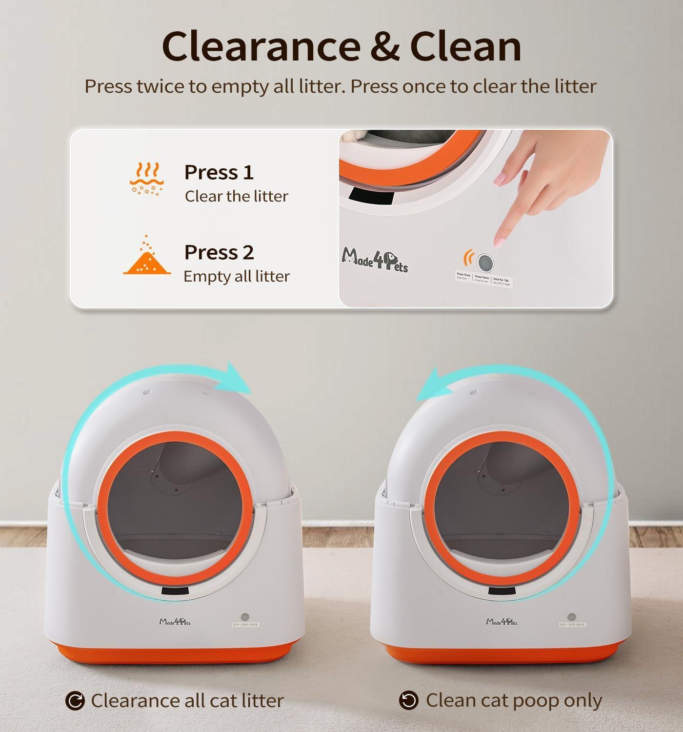 60L Self-Cleaning Cat Litter Box with App Control