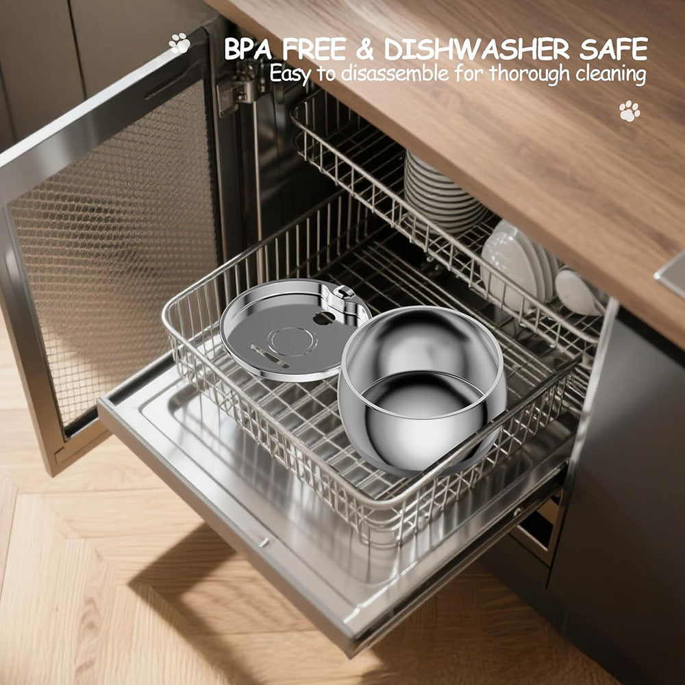 Stainless Steel Pet Water Fountain with Double Filtration