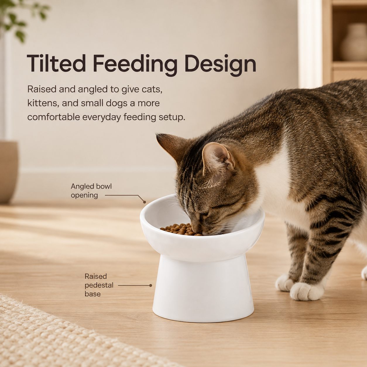 Elevated Tilted Ceramic Pet Bowl