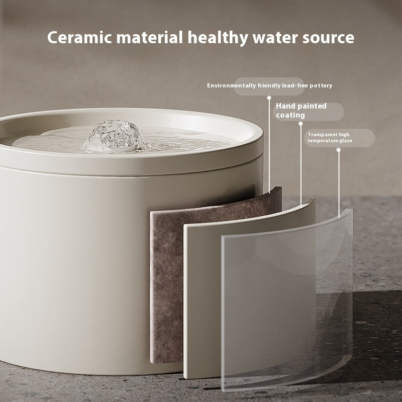 Ceramic Pet Water Fountain with Multi-Layer Filtration