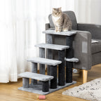 4-Step Cat Stairs with Scratching Posts, Perch & Pom-Pom Toy