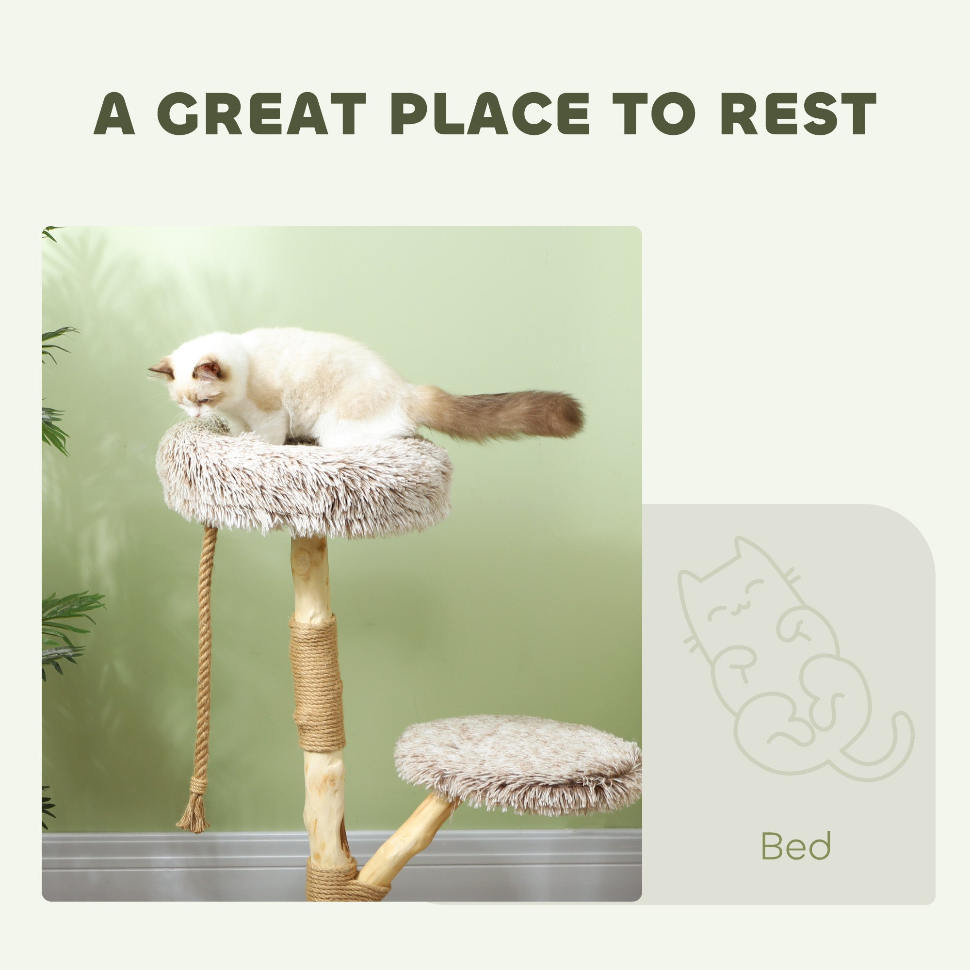 35" Modern Cat Tree with Jute Scratching Post & Plush Perch