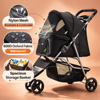 Quick-Fold Pet Stroller with Storage Basket