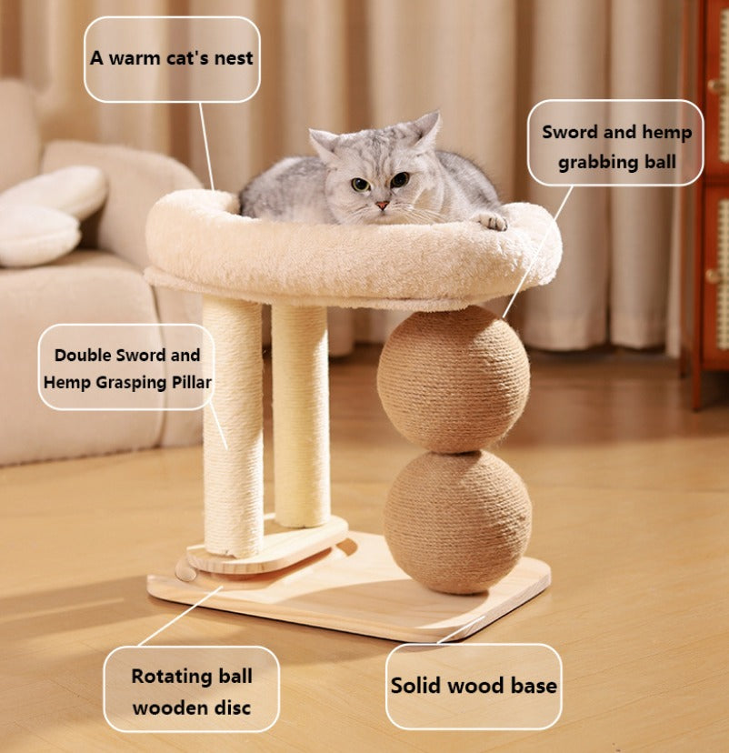 Cat Scratcher Lounge Tower with Nest Bed